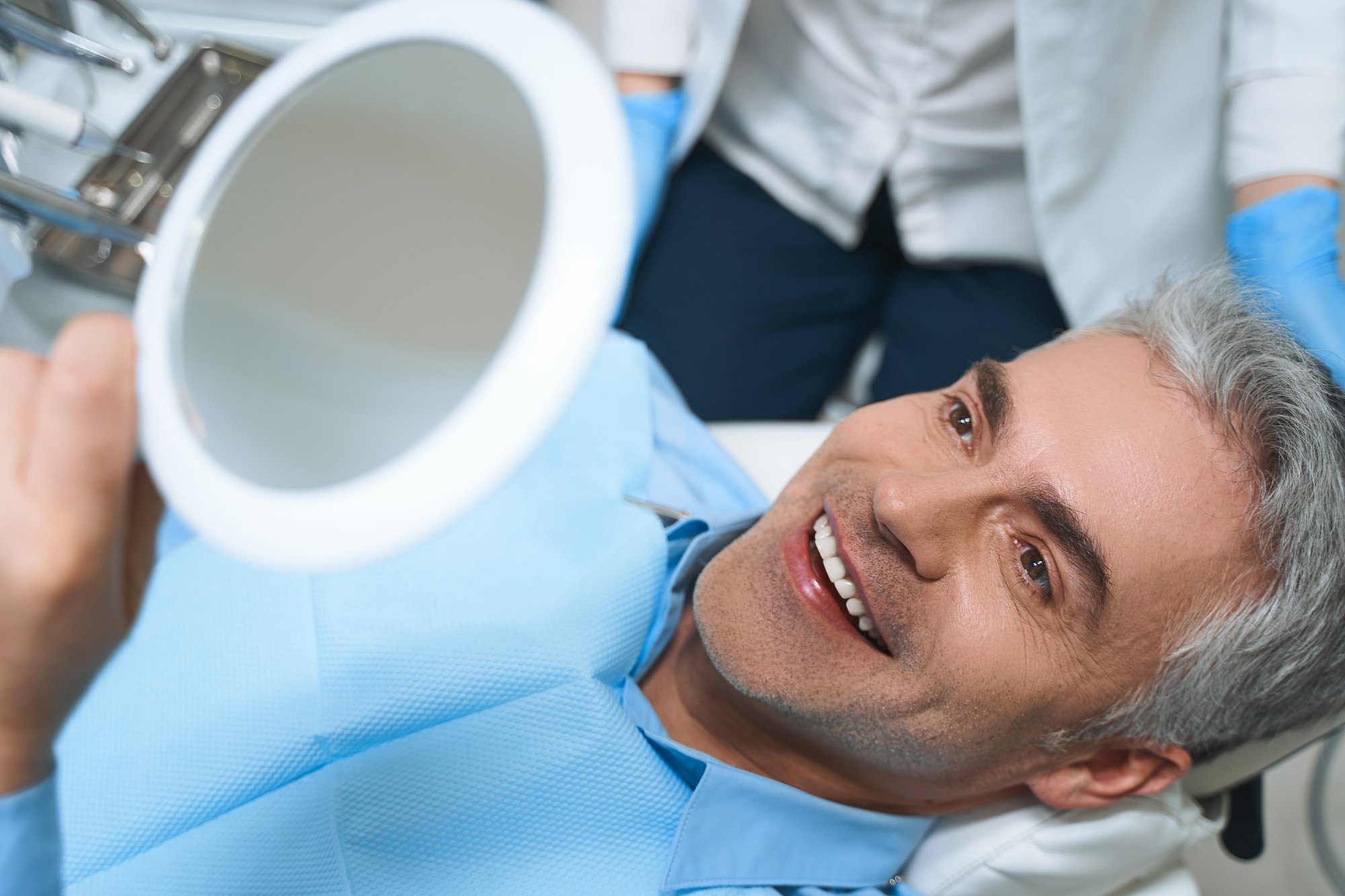 Older adult at a routine dental checkup in Littleton, CO